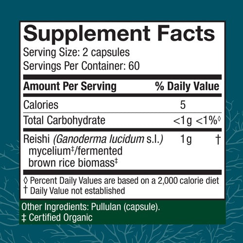 reishi capsules 120ct host defense supplement facts