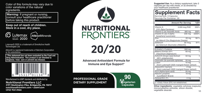 buy 20/20 eye formula nutritional frontiers