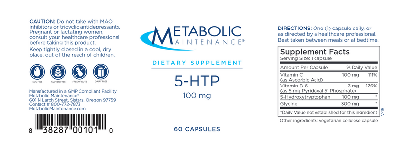 5-HTP (5-Hydroxytryptophan) 100 mg 60 Count (Metabolic Maintenance)