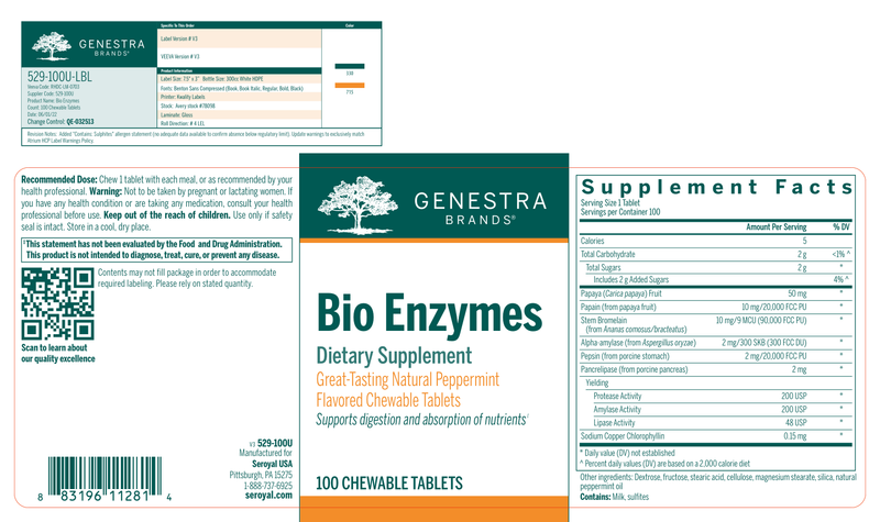 Bio Enzymes (Genestra) Label