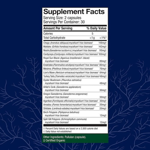 mycommunity mushrooms capsules 60ct host defense supplement facts