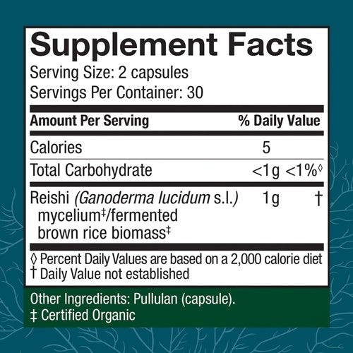 reishi capsules 60ct host defense supplement facts