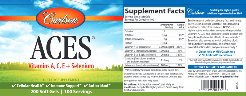 ACES Antioxidant (Carlson Labs) 200ct label