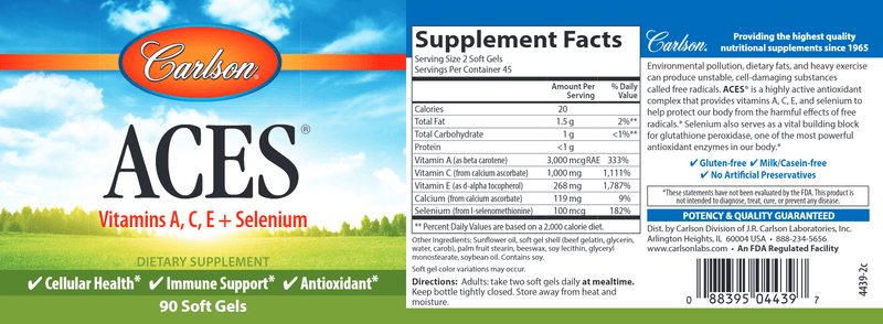 ACES Antioxidant (Carlson Labs) 90ct label