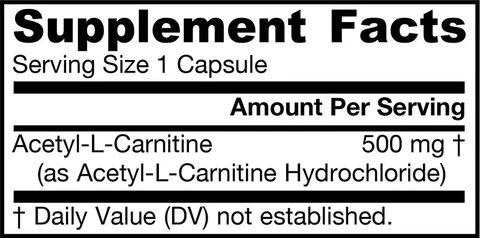 Acetyl L-Carnitine Jarrow Formulas supplement facts