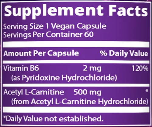 Acetyl L-Carnitine (Metabolic Response Modifier) Supplement Facts