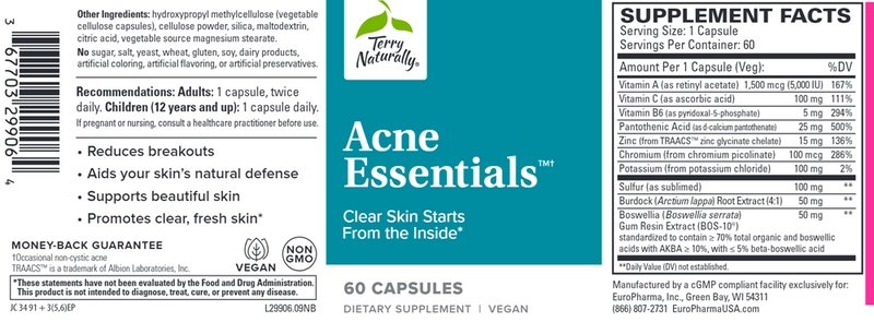 Acne Essentials (Terry Naturally) Label