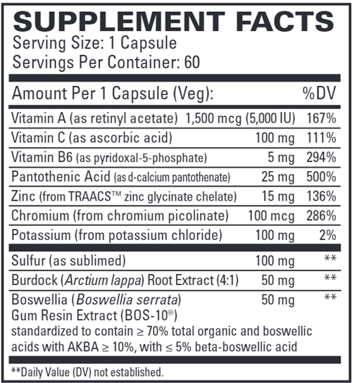 Acne Essentials (Terry Naturally) supplement facts