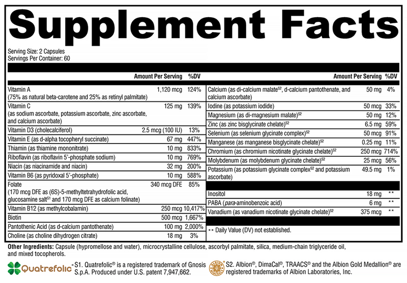 ActivNutrients without Copper & Iron (Xymogen) Supplement Facts