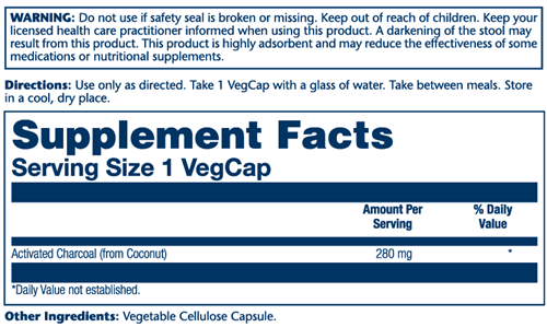 Activated Charcoal 280 mg Solaray supplement facts