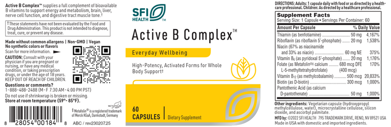 active b complex sfi health label