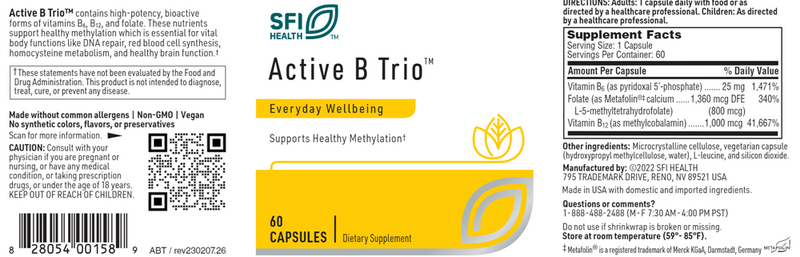 active b trio sfi health label