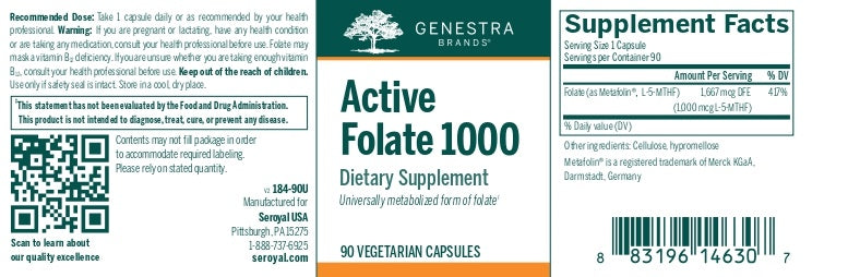 Active Folate (Genestra) Label