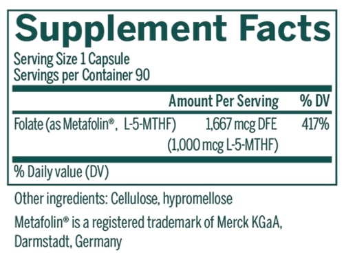 Active Folate (Genestra) supplement facts