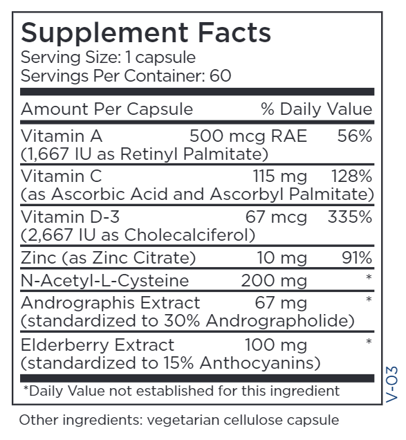 Acute Immune Boost (Metabolic Maintenance) supplement facts