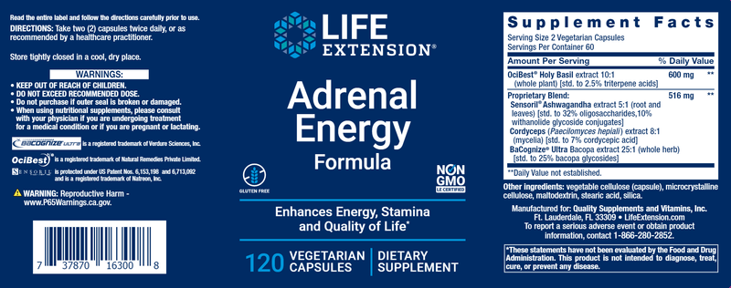 Adrenal Energy Formula 120 Count