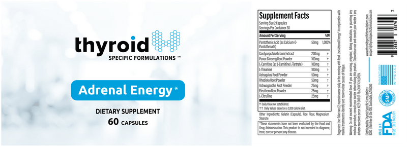 Adrenal Energy (Thyroid Specific Formulations) label