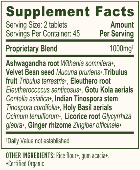 Adrenal Nourish Organic (Banyan Botanicals) supplement facts