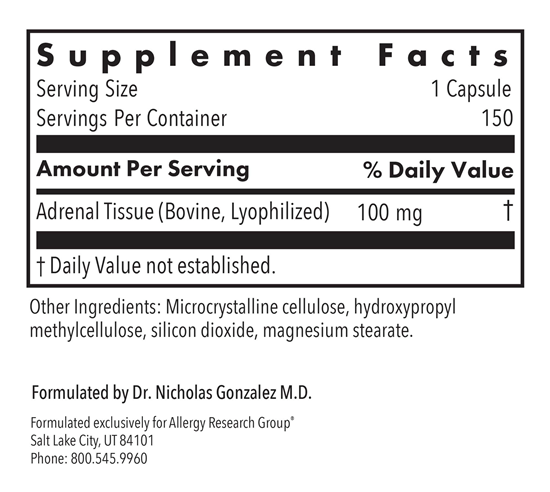 adrenal allergy research group supplement facts