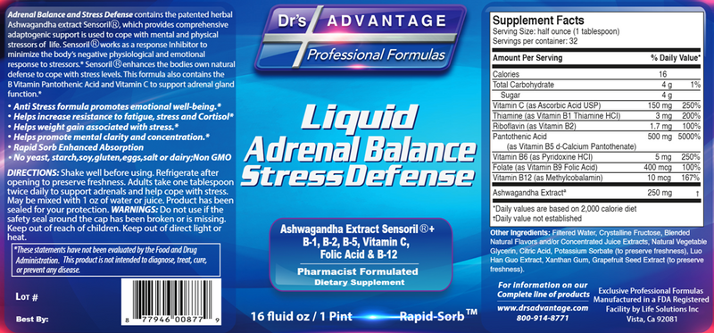 adrenal balance & stress defense (drs advantage) label