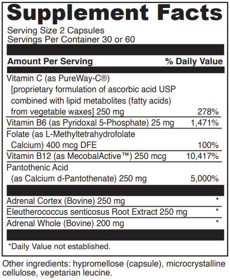 adrenal benefits davinci labs supplement facts