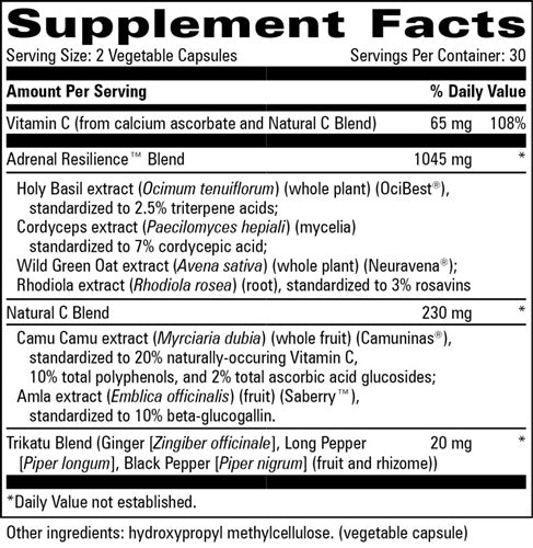 Adrenal Resilience Progressive Labs supplement facts