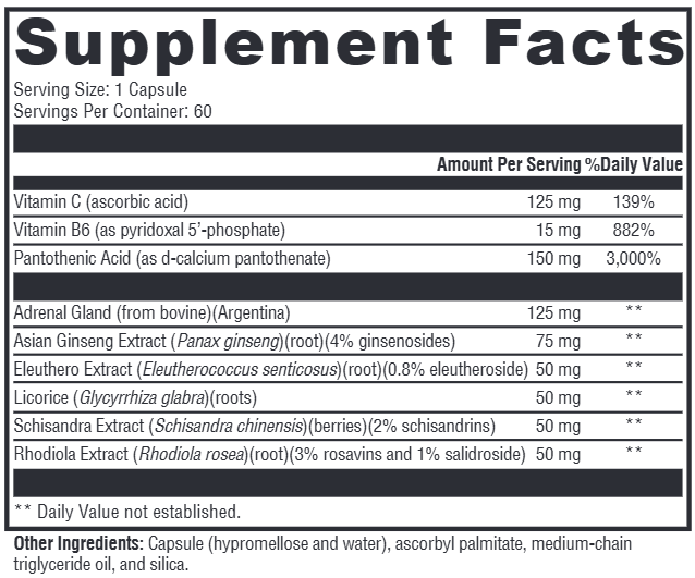 Adrenaliv Xymogen Supplement Facts