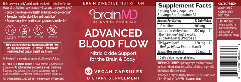 Advanced Blood Flow Brain MD Label