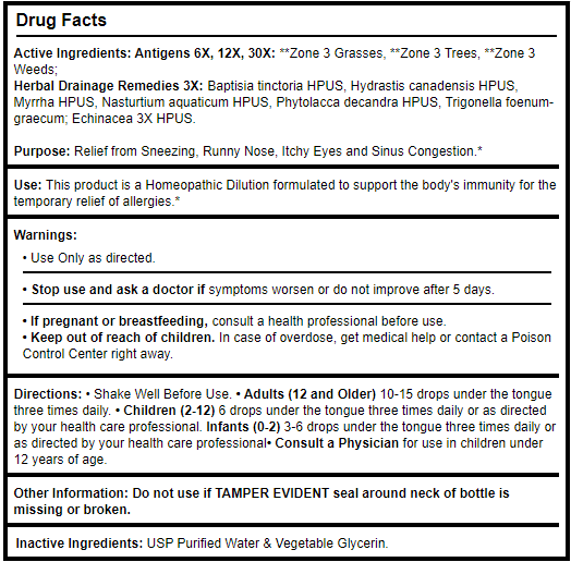 Allergena Zone 3 KIDS Progena Drug Facts