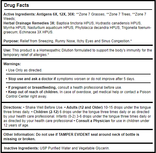 Allergena Zone 7 KIDS (Progena) Drug Facts