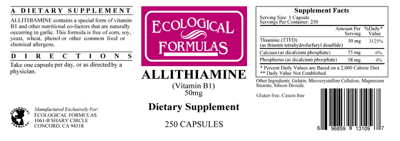 Allithiamine (Vitamin B1) 50 mg 250ct