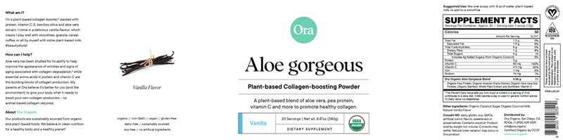 Aloe Gorgeous: Collagen Booster Beauty Powder (Ora Organic) Label