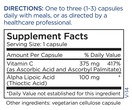 Alpha Lipoic Acid 100 mg (Metabolic Maintenance) supplement facts