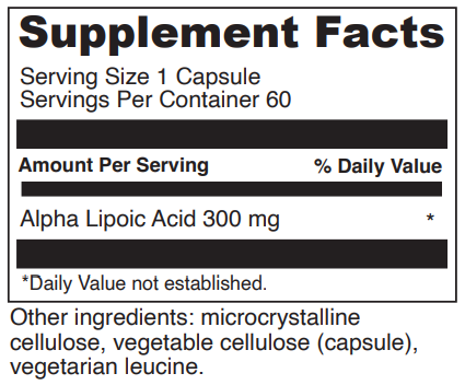 alpha lipoic acid 300 davinci labs supplement facts