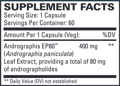 Andrographis EP80 Ex Strength (Euromedica) Supplement Facts