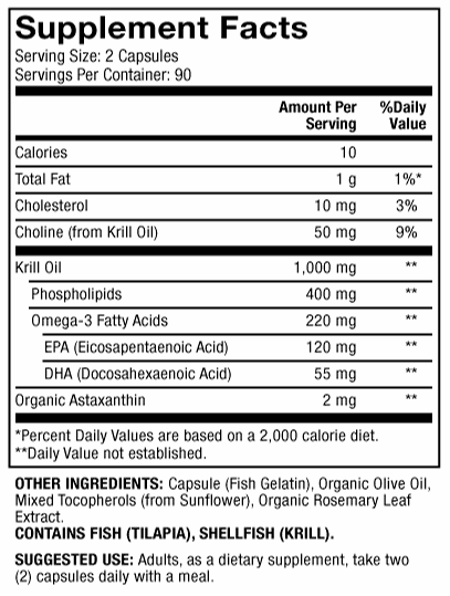 Antarctic Krill Oil (Dr. Mercola) supplement facts