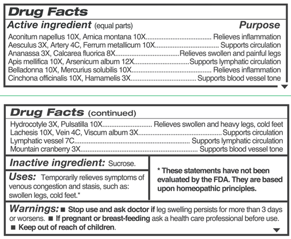 anti age vein (guna, inc.) drug facts