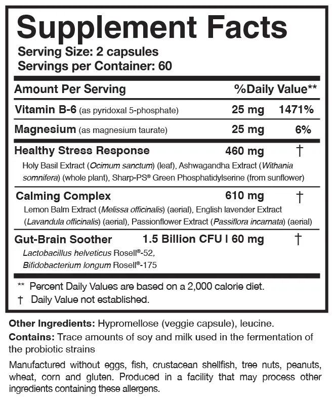 AnxiaEase Researched Nutritionals supplement facts