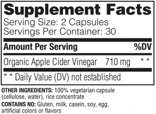 Apple Cider Vinegar Capsules Enzymedica supplement facts