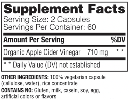 Apple Cider Vinegar Capsules Enzymedica supplement facts