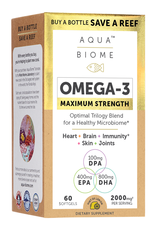 Aqua Biome Fish Oil Maximum Strength Enzymedica 60 softgels