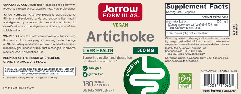 Artichoke Jarrow Formulas label