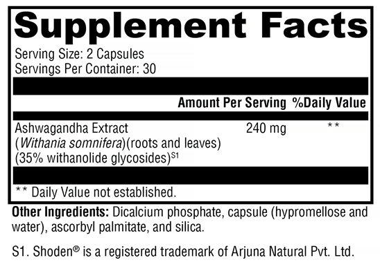 Ashwagandha 35 (Xymogen) Supplement Facts