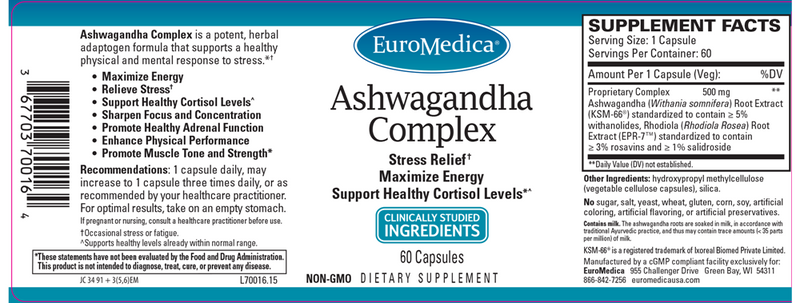 ashwagandha complex euromedica label