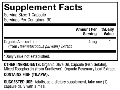 Astaxanthin (Dr. Mercola) supplement facts