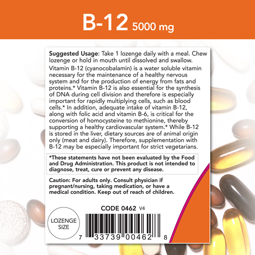 B-12 5000 mcg (NOW) Label