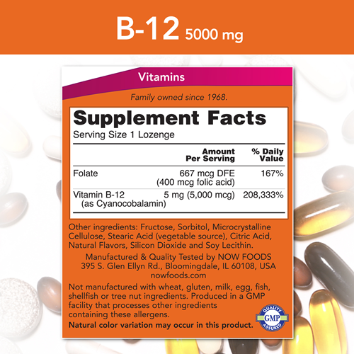 B-12 5000 mcg (NOW) supplement facts