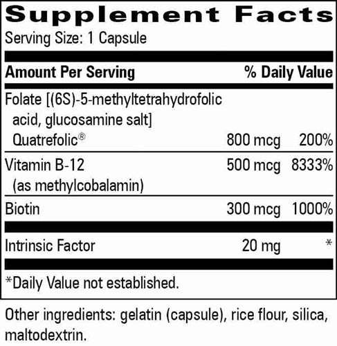 B-12 Intrinsic Factor Progressive Labs supplement facts