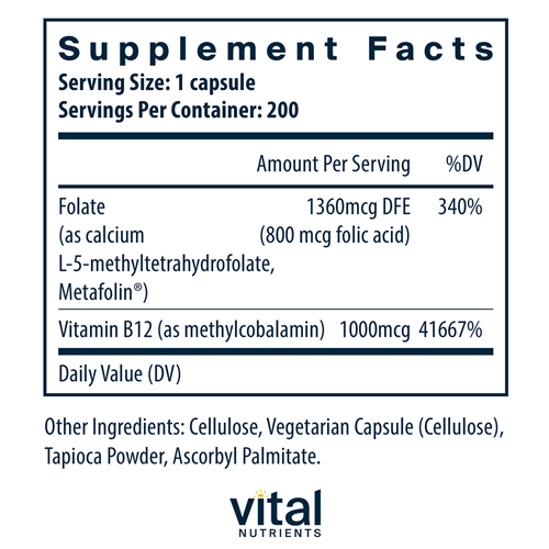 b-12 methyl folate vital nutrients supplement facts