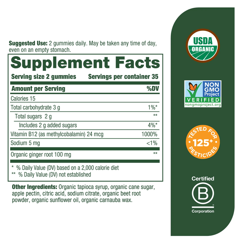 B12 Energy Ginger (MegaFood) supplement facts